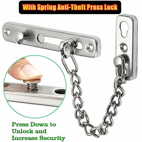 Alise Chain Door Guard Lock,Door Chain Locks With Safety Spring Anti-Theft Press Latch,Stainless Steel Gate Latches,Fd9000-Ls Brushed Nickel #TOP3