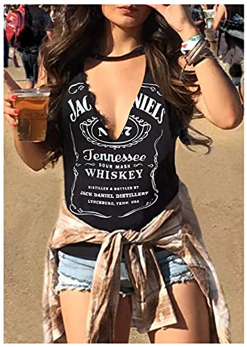 Summer Deep V Neck Tank Tops for Women Western Country Sleeveless Tee Shirts Teen Girls Sexy Casual Concert Tops Outfits2