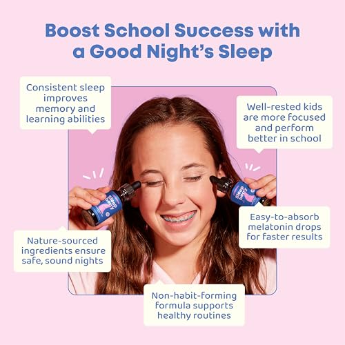 SleepBerry Liquid Melatonin for Kids - Natural Sleep Aid with Elderberry and Vitamin D - Boosts Immune System While They Sleep (1 Fl oz) - Thumbnail 2