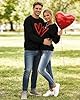OXUBOAO Valentines Day Sweatshirt for Couples Heart Pullover Women Long Sleeve Clothes Men Crewneck Causal Tops（Men Black,L） #2