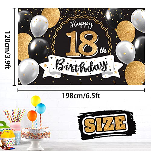 Nelbiirth Happy 18th Birthday Decorations,18th Black & Gold Balloon Large Birthday Banner Backdrop Sign - Cheers to Eighteen Years Old Bday Party Decoration. by Nelbiirth - Used condition - Image 2
