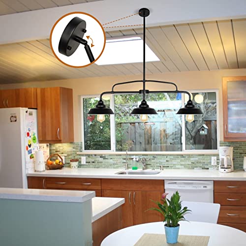 Puzhi Home Black Pendant Lighting Fixture, 3-Lights Modern Farmhouse Chandelier With Metal Island Lights For Kitchen For Dining Room Hallway Pool Table #TOP6