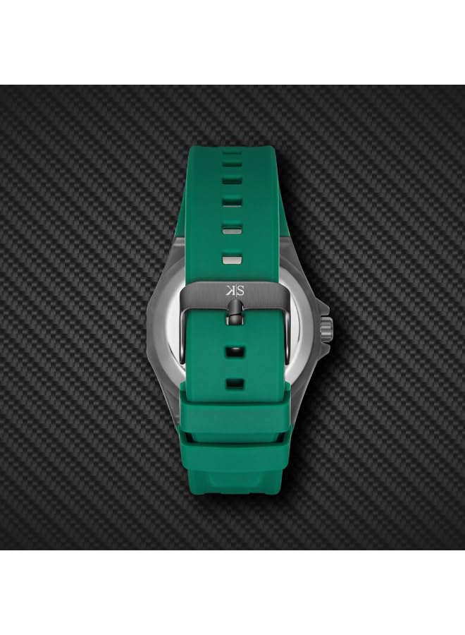 Image of Kenneth Scott Men's Watch, Automatic Display and Silicone Strap - K25301-XSHB, Green
