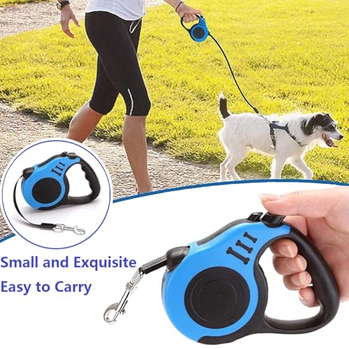 Hundeleine,5 m Einziehbar Hundeleine,Hundeleine Ausziehbar mit Anti-Rutsch Griff,Hundeleine Gurt Rollleine für Training und Spaziergänge für Kleine und Mittelgroße Hunde bis 15kg (Blau)