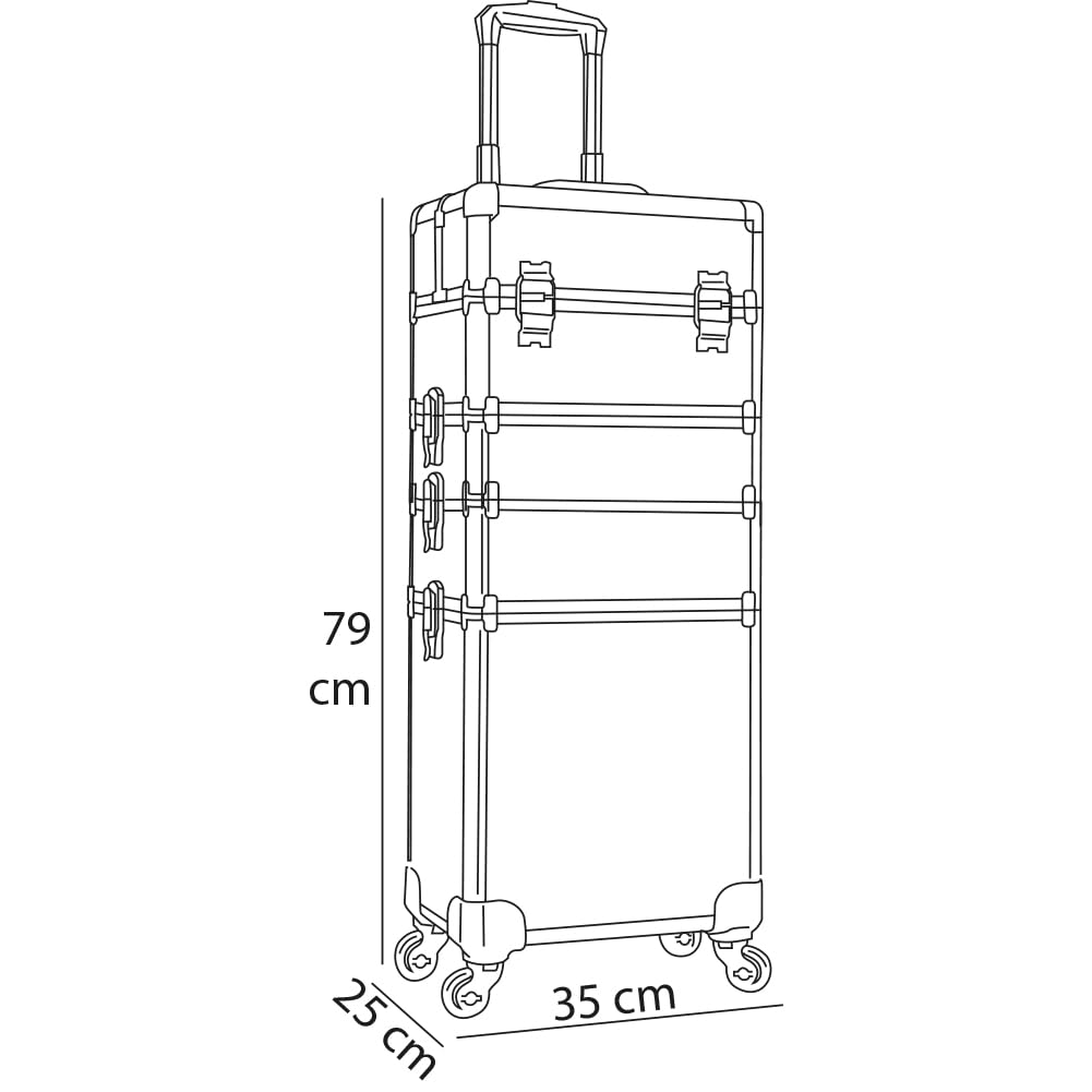 BAKAJI Trolley Make Up 4 in 1 Professionale con Trama Oleografica a Triangolare, Beauty Case Estetista Portatile, Valigia Porta Trucchi con Ruote Staccabili, Valigetta Organizer Makeup Viaggio (Rosa)