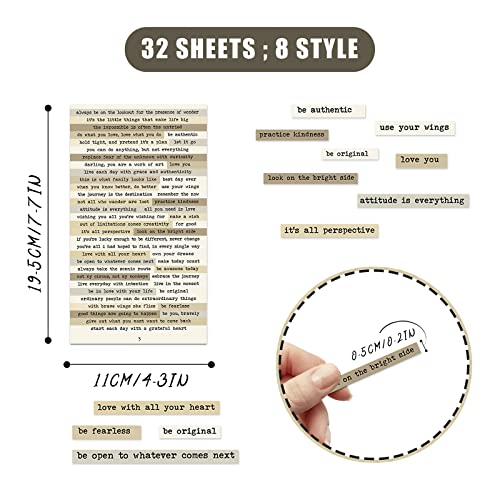 32 Sheet Quote Stickers For Journaling- Vintage Scrapbooking Supplies Kit For Adults, Small Talk Stickers Phrase Word Notebook Diy For Art Junk Journal Planners Collage Album Aesthetic Embellishment (Brown) #TOP1