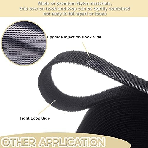 TEUVO Cable Ties Reusable for Cable Management, 50mm x 5M Double Sided Sew On Hook and Loop Strap for Tying Cable, Mat Storage, DIY Craft Around Home and Office (Black)