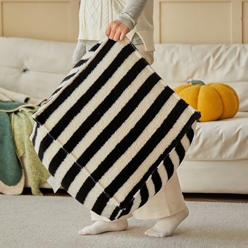 LTFCFZQ Almofada quadrada para assoalho, almofada de meditação listrada grande com espuma grossa e c