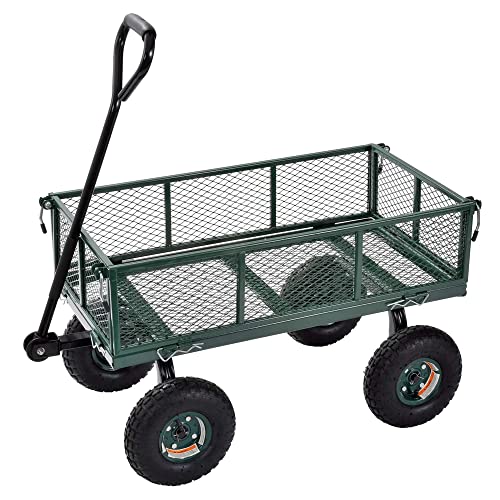 Juggernaut Carts - Gw3418-Gr Steel Utility Garden Wagon, 400 Lb. Load Capacity, 21-3/4" Height X 34" Length X 18" Width #TOP21