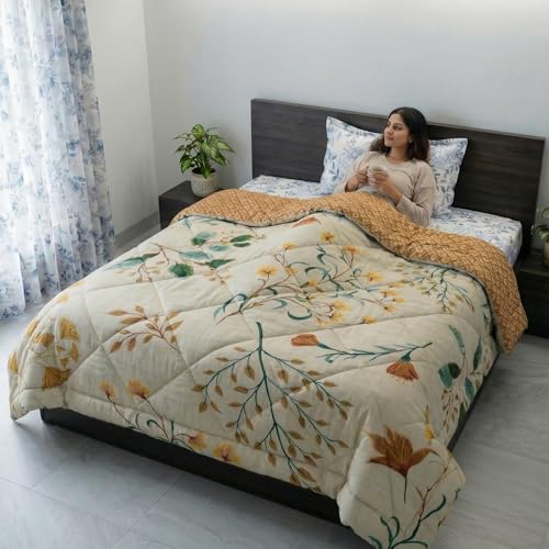 Image of Mafatlal Tulip Premium 120 GSM Quilted Comforter for Single Bed | Soft Sleep, Daily Use & Premium Soft Single AC Comforter | 60 x 90 Inch | Luxe Off White