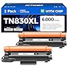 TN830XL – Cartucho de tóner negro de 2 unidades de repuesto para Brother TN830XL TN830 XL compatible con HL-L2460DW HL-L2405W HL-L2480DW MFC-L2820DW DCP-L2640DW MFC-L2900DW HL-L2400D Tinta para