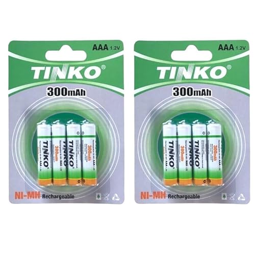 AAA 300mAh Rechargeable Batteries (8 pack) NI-MH 1.2V ideal for solar lights and cordless phones