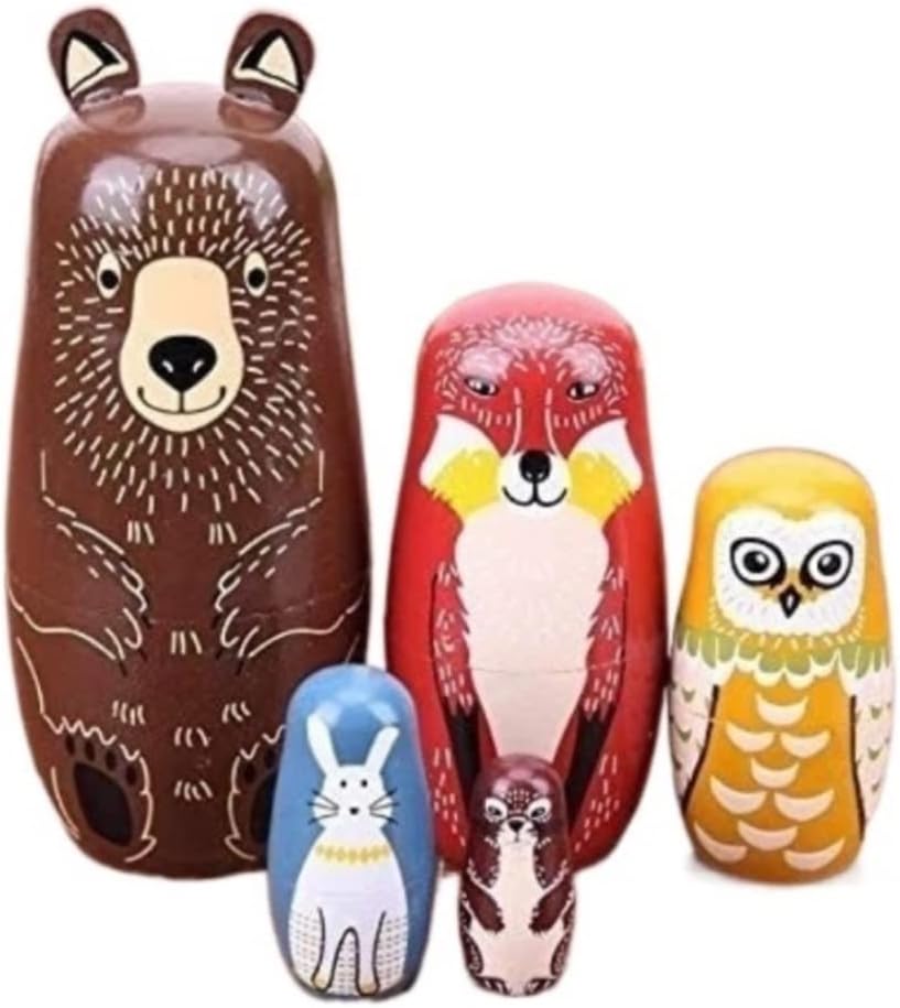 Matryoshka Stacking Dolls Wooden Matryoshka Dolls Toys 5 Pieces Russian Nesting Dolls Handmade Wood Matryoshka Doll Toy Craft Gift Matryoshka Doll Russian