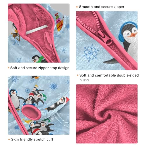 OTVEE Winter Penguins Snowflakes Kids Hoodie Jacket Fall Spring Full Zip Warm Outwear Coat3