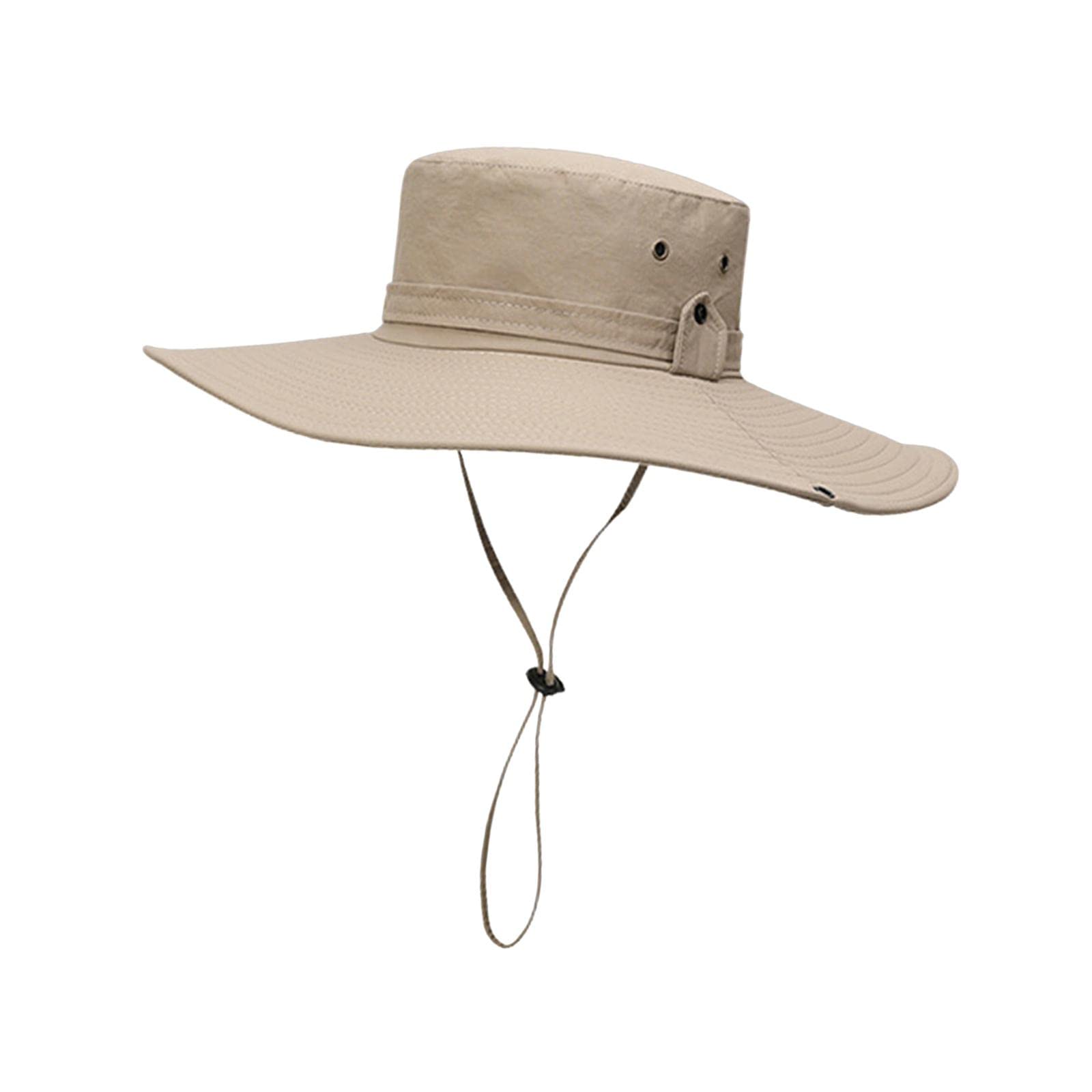 LOVIVER Cappello da pescatore larga Cappellini da pesca Cinturino regolabile leggero Casual Comodo Cappello da sole Visiera per arrampicata Sport, Stile a cachi