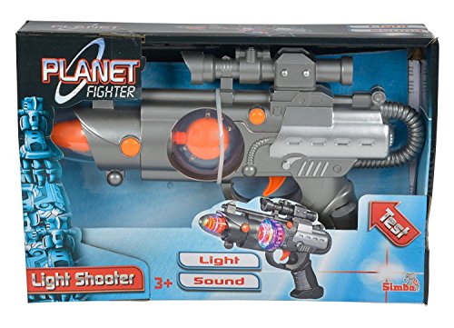 Simba 108046571 – Planet Fighter Light Shooter, 2 assortis, un seul article est livré, lumière et son, fonction de changement de couleur, 22 cm, imite les bruits de...