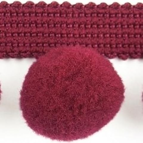 HomeBuy XL POM POM BOBBLE TRIM FRINGE Trimming - XL SIZE 2cm (0.8 inches) (Per Metre) BURGUNDY #C Cover