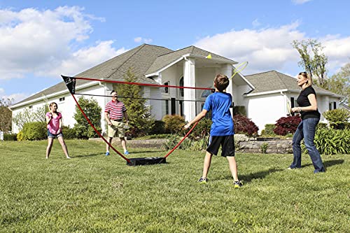 Zume Games Portable Badminton Set with Freestanding Base - Sets Up on Any Surface in Seconds - No Tools or Stakes Required