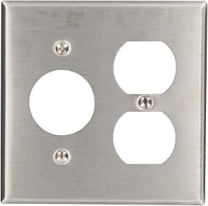 Leviton 84455-40 Combination Wallplate, Standard Size, Gang 2 Stainless Steel - View #10