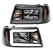 TRQ 2 Piece Headlight Assembly Set Performance LED C Light Bar Black Bezel Driver & Passenger Side Compatible with Ford Ranger 2001-2011 FO2502173 FO2503173