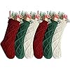 Pack 618 Unique Burgundy and Ivory White Knit and Green Christmas Stockings Style2
