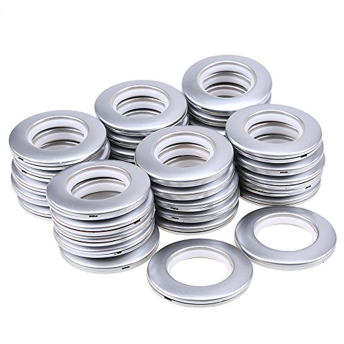 WCIC Anneaux de Rideaux en 40 mm Anneaux pour Tringle à Rideaux Rond œillets pour Rideaux en Plastique Clips 32 Pièces Argenté Mat, pour Rideau de Fenêtre Douche Vestiaire Porte Cover