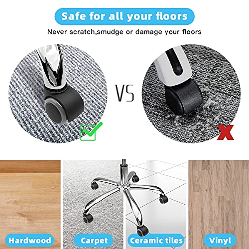 Image of Office Chair Caster Wheels Replacement(Set of 5) for Hardwood Floors and Carpet- Heavy Duty Caster Support up to 1000bls, Office Rubber Chair Wheels,2 inch,Universal Size (Grey)
