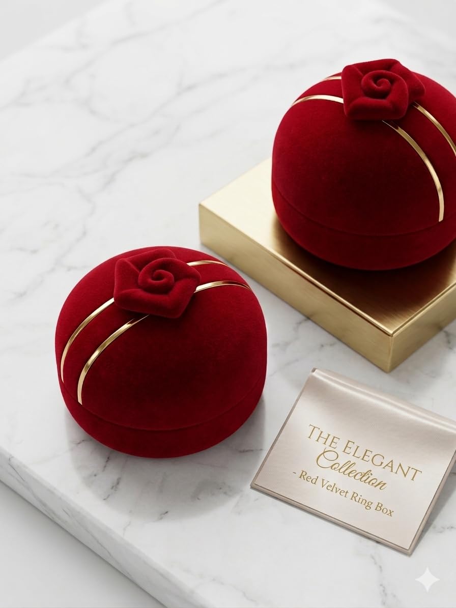 Ring Box Pack of 2 | Red Velvet Plastic Box for Rings