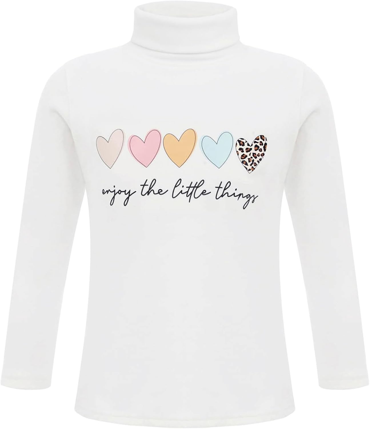 Girls Printed Turtle Neck Long Sleeve Fleece Mock Thermal Base Layer Undershirt