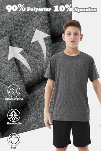 Resinta 5 Pack Boys Athletic Shirts Youth Dry-Fit Wicking T-Shirts Athletic Activewear Performance Short Sleeve Tees3