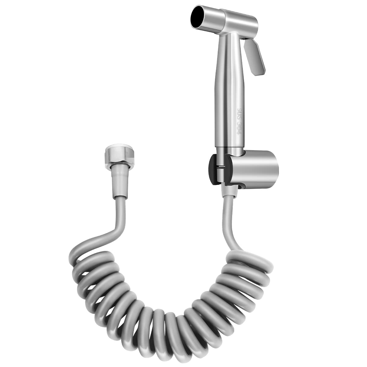 Ciciment Women's Silver Hand Held Bidet Sprayer For Toilet With Spring Hose, Wall Mount Kit For Pet Bath, Personal Hygiene, Diaper Cleaning