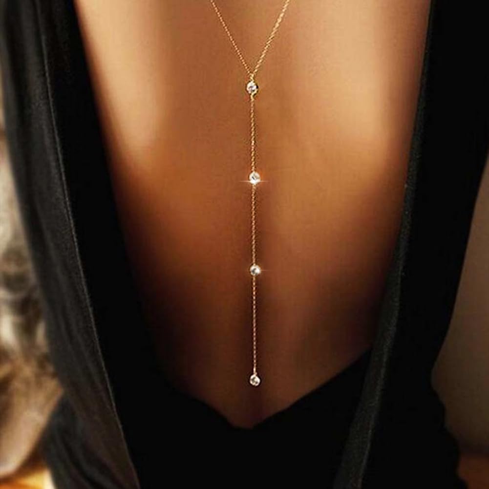 Rhinestone Back Chain Bridal Wedding Tassel Crystal Backdrop Necklace Back Body Jewelry for Women Backless Dress - Image 5