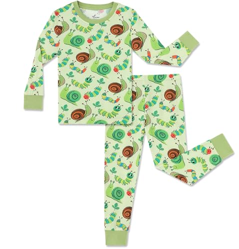 Image of Kids 2-Piece Soft Bamboo Viscose Clothing Set, Long Sleeve Top & Pants, Everyday Outfit for Toddler Boys & Girls