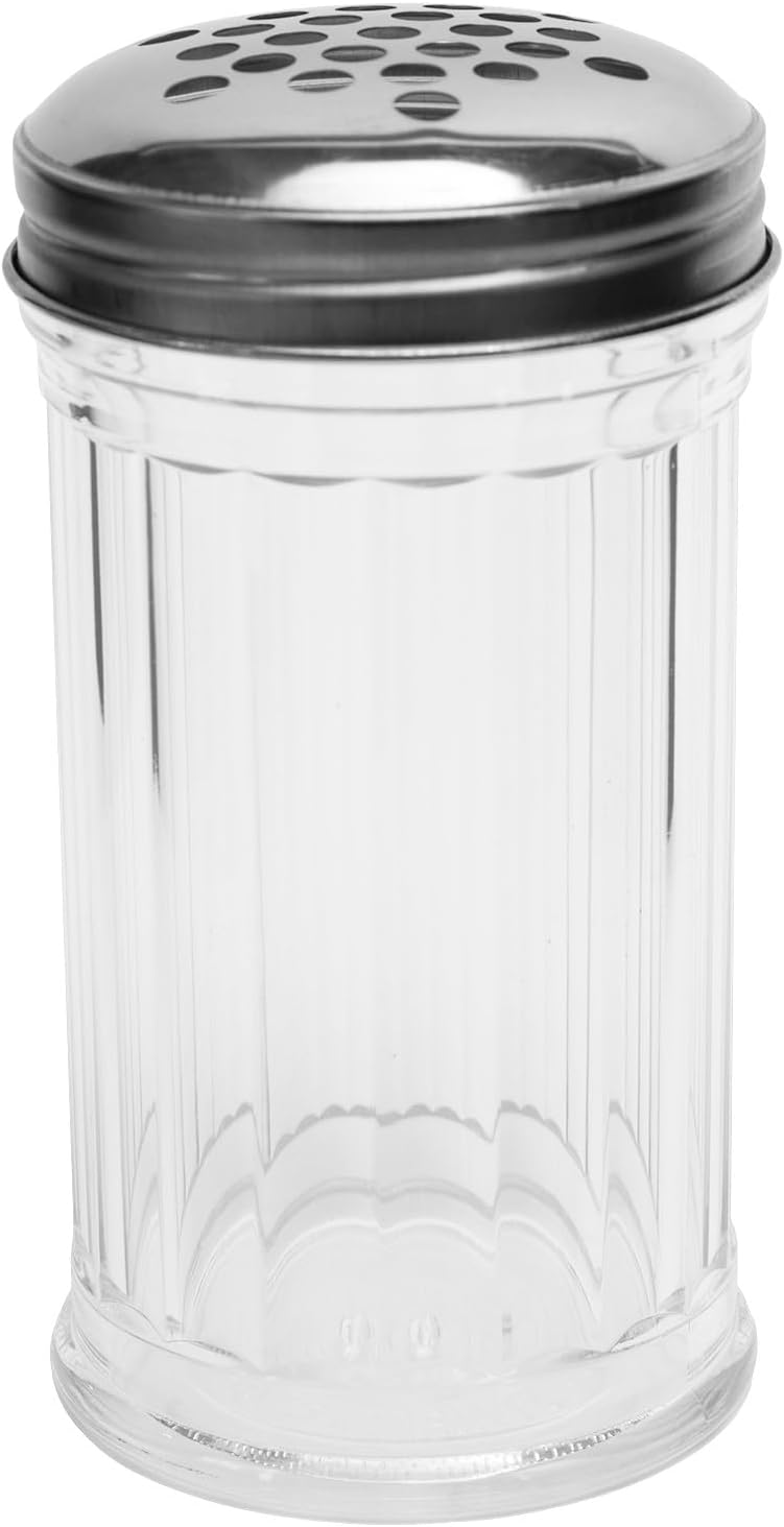 BPA-Free Plastic Parmesan Cheese Shaker/Red Pepper Shaker with 1/4" Large Holes Stainless Steel Lid, Clear 12 Oz. Seasoning Shakers with lids, GEEX DEPOT (12, 12 Oz)