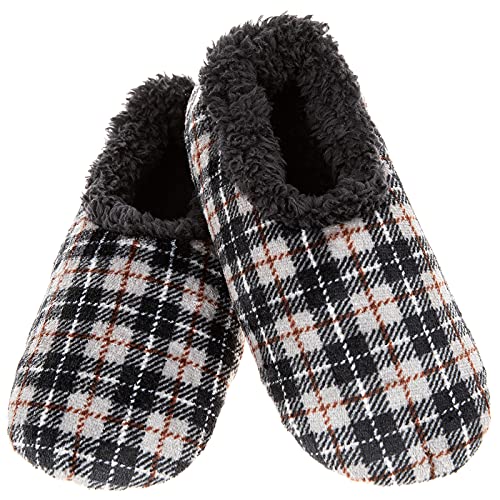 Snoozies! Men's Velour Fleece Lined Men's House Slippers - Super Soft with Non-Slip Sole - tamanhos de 6 a 11, Cinzento escuro
