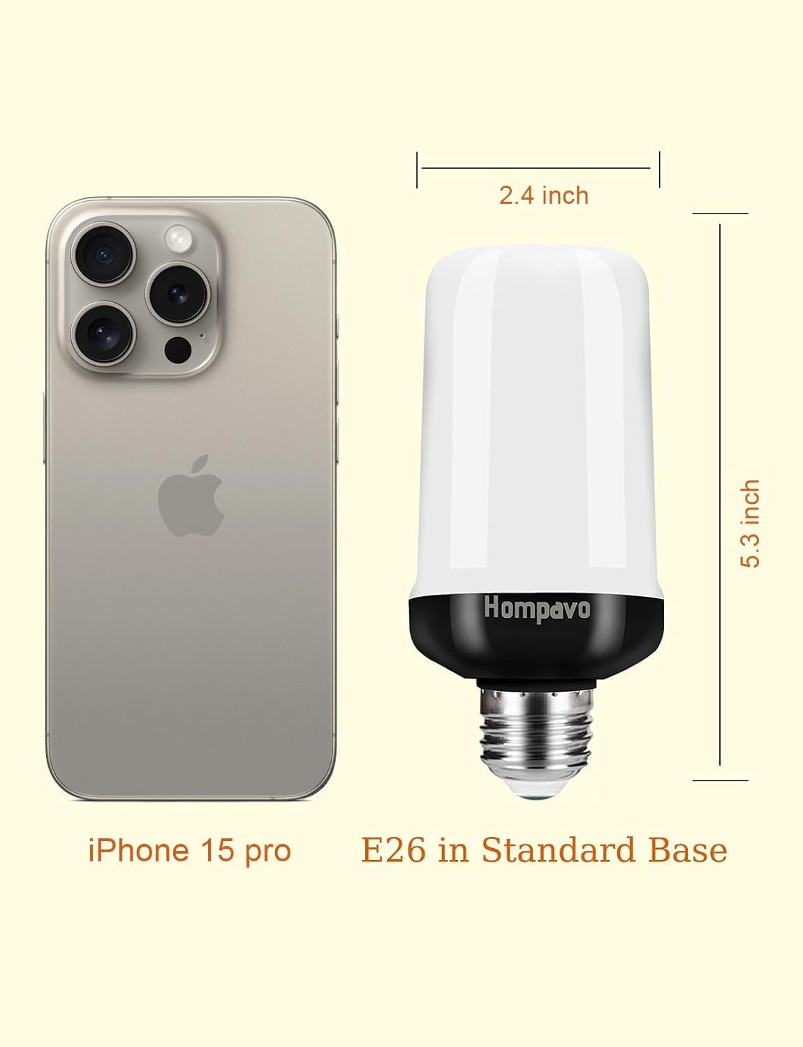[Upgraded] Hompavo LED Flame Light Bulb, 4 Modes Flickering Light Bulbs with Upside Down Effect, E26/E27 Base Flame Bulb for Halloween, Christmas, Party, Indoor and Outdoor Home Decoration (2 Pack)