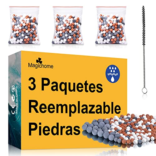 Magichome 3 Paquetes de Bolas Minerales de Iones Negativos de Repuesto para Filtración de agua dura, Elimina Cloro, Bacterias y Otras Impurezas