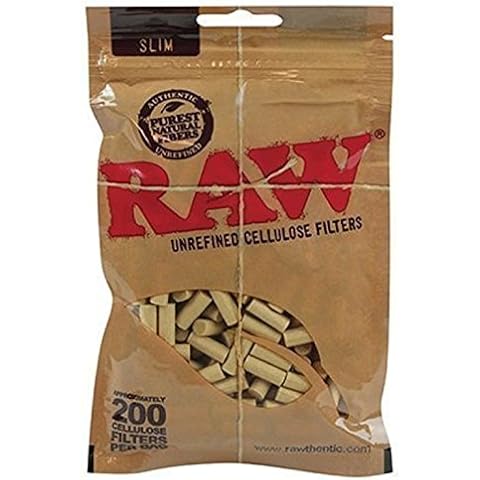 RAW Natural unrefined Rolling Papers, Slim Cellulose Filters, 200 Count (Pack of 1) Cover