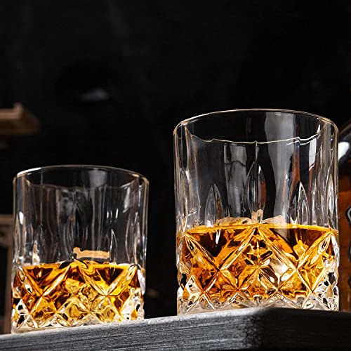 Image of LUXU Crystal Whiskey Glasses Set of 6-300 ml Bar Glass for Drinking Bourbon, Whisky, Scotch, Cocktails, Cognac- Old Fashioned Cocktail Tumblers ((XCV-6)