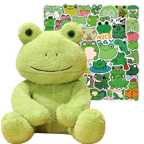 Verde Rana Muñeca Peluche, Peluche de Animal Rana, Peluche de Rana Adorable, Juguete de Animal Adorable con 50 Pegatinas Decoración para el Hogar y Regalo de Cumpleaños - 25CM Verde Rana Muñeca Peluche, Peluche de Animal Rana, Peluche de Rana Adorable, Juguete de Animal Adorable con 50 Pegatinas Decoración para el Hogar y Regalo de Cumpleaños - 25CM