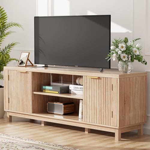Amazon.com: GAOMON Fluted TV Stand for 70 inch, Modern Entertainment