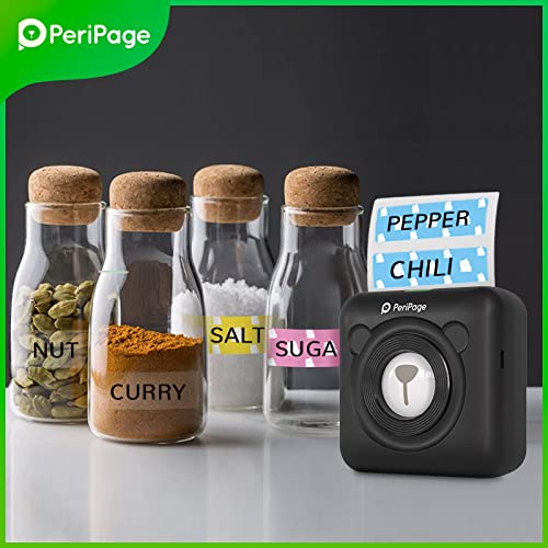 Image of PeriPeri PeriPage A6 Mini Thermal Printer (1Year Warranty) Inkless Bluetooth Pocket Printer for Print Picture List Memo Tags Barcode Receipt Labels. (Black)