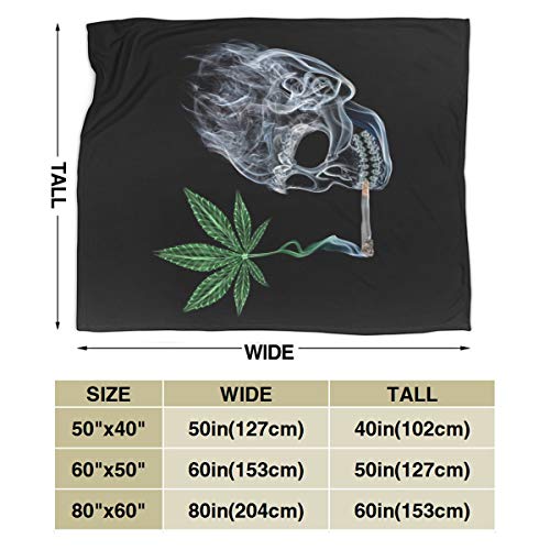 Marijuana Pot Leaf Weed Skull Smoking Fleece Blanket Throw Lightweight Blanket Super Soft Cozy Bed Warm Blanket For Living Room/Bedroom All Season… (Color1, 50" × 40") #TOP2