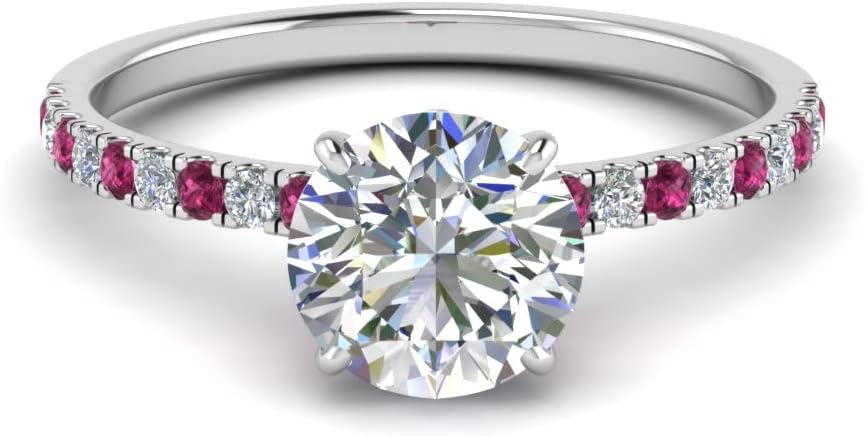 Choose Your Gemstone Round Shape 925 Sterling Silver Halo Engagement Rings Hidden Halo Petite Diamond CZ Ring Lightweight Office Wear Gift Jewelry for Women : US Size Size 4 to 12