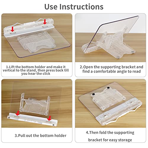 Moligou Acrylic Cookbook Stand, Recipe Book Holder With 16 Adjustable Angles, Foldable Book Stand For Desktop, Kitchen Counter #TOP4