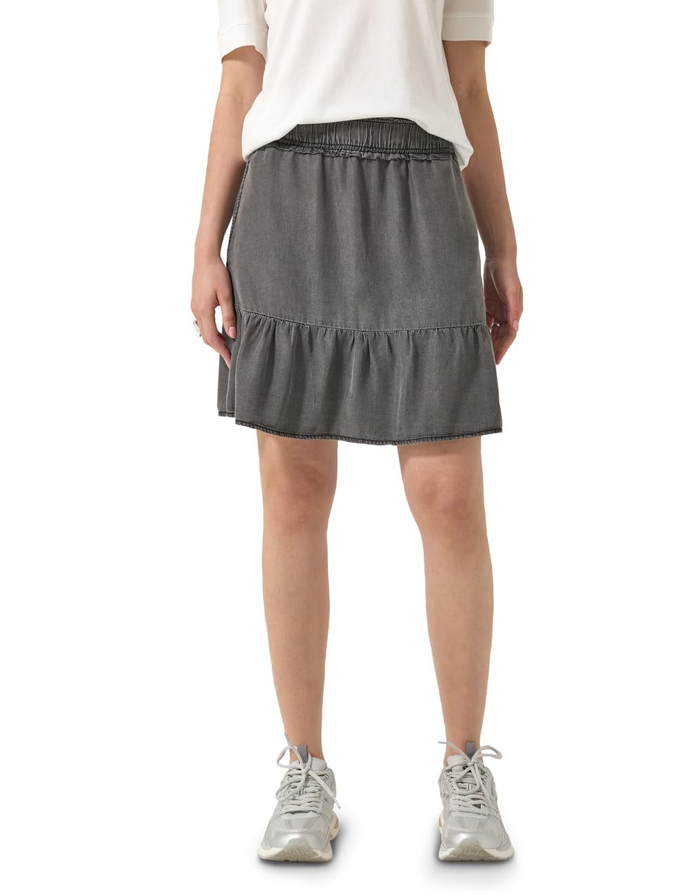Street One Studio Damen Knielanger Lyocellrock im Washed-Look