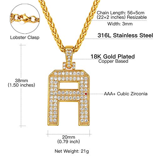 Collier homme lettre plaqué or, cadeau idéal avec pendentif initiale en zirconium brillant - 6