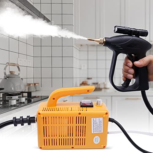 Multifunction Handheld Steam Cleaner, 1600W Electric High Pressure Steam Clean Mobile Cleaning Machine Power Steamer, High Temperature Portable Steam Cleaner for Furniture Car Household (Yellow)