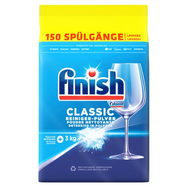 Finish Classic Reiniger-Pulver, phosphatfrei – Geschirrreiniger Pulver für ein glänzendes Spülergebnis – Großpackung mit 3 x 3 kg Geschirrspülmittel 2