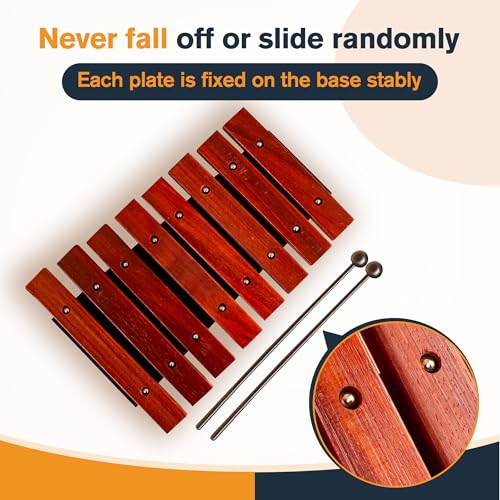 8 Note Xylophone Wooden Glockenspiel Xylophone With 2 Wooden Mallets Music Tools Percussion Instrument (9.5 inch)